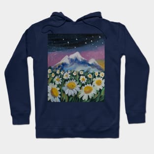 Chamomile mountain Original Oil-Paint Art Hoodie